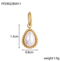 Detail view of gold-plated stainless steel teardrop pendant with dimensions and weight - Creamy White - Water Drop Pendant