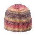 Rainbow gradient rib-knit beanie hat for women featuring a warm pink and yellow tie-dye design - Adjustable 56-60cm / Pink Yellow Brown Gradient Style (E)