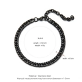 Punk style black stainless steel double-row Cuban chain bracelet with dimensions text - SL-6 / Black