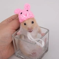 Handmade pink pig-shaped mini knitted hat with ear details for hamsters and small pets - Pig