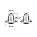 S925 sterling silver anti-slip earring back with size labels 3mm 5.5mm 6mm - Bullet Edge Style / 6mm / White Gold
