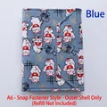 Blue A6 lucky cat fabric binder cover with snap button for budget planning, shell only - Blue Snap Button Style (Cover Only)
