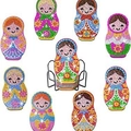 DIY Diamond Painting Coasters set featuring Russian Nesting Doll patterns with metal holder - XIN002 Matryoshka / No Stand/OPP Bag