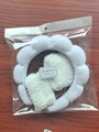 Ensemble bandeau blanc en peluche ondulée et bracelets pour lavage du visage - Ensemble bandeau et bracelets / Blanc