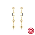 Orecchini pendenti in argento S925 dorato con ciondoli a forma di stella e luna - Stella Luna Malocchio Nappa (Oro #1)