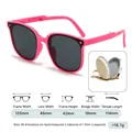 Pink foldable kids sunglasses with grey lenses and a round storage case for toddlers - Pink Frame Black Grey Lens + Box