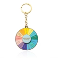 Golden enamel spinning wheel keychain for indecisive foodies with colorful cuisine options - Food Choice Keychain / Rainbow E Keychain
