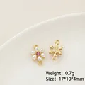 Pendentif fleur DIY avec pétales en perles et strass rose sertis en or - Prix à l'unité / Connecteur de Fleur (29#)
