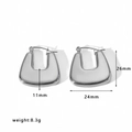 Silver U-shaped hollow earrings detail showing 26mm height and 8.3g weight specs - U-Shaped Geometric Style (EKR11-S) / Silver
