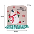 Linen Christmas chair cover with snowman pattern and festive Merry Christmas text - Christmas Snowman Chair Cover