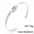Minimalist knot design stainless steel open bangle in silver finish with mirror polish - Silver One-Piece Knot Cuff Bracelet (Steel Color KB184900-KFC)