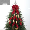 Wine red velvet Christmas tree topper bow with gold backing, size 29x130cm - Wine Red Gold Backing