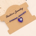 Bracciale boho fatto a mano con perline e ciondolo cuore occhio blu su scheda gioielli - Stile Intrecciato con Perline a Sette Occhi (4#)