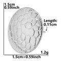 Detailed technical diagram of silver oval stud earrings with dimensions and weight info - Oval Honeycomb Texture-Silver