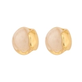 Elegant gold and creamy white oval resin stud earrings with stainless steel posts - 4# White (Creamy White)