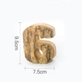 Natural wood number 6 ornament with bark detail for DIY cafe decoration, 9.5cm height - Number 6
