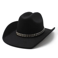 Detail of black felt cowboy hat with double-row silver square metal studs decoration - M (56-58cm) / Black