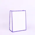 Vertical white kraft paper shopping bag with purple line trim and sturdy paper handles - Blue Frame With White Border; 15*8*21 (small Vertical)