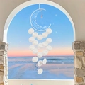 Moon-shaped dream catcher shell wind chime with white beads for home decor - Material Kit / Moon Shell Lily-White