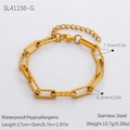 Bracciale a catena cava in acciaio inossidabile placcato oro 18K con chiusura a moschettone - Catena a maglie cave / Oro (SL41156-G)