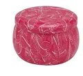 Pink tin candle jar with white leaf pattern and lid for small gift packaging - 75*50MM C306 Pink Leaf Pattern Empty Tin