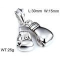 Vintage silver-plated stainless steel boxing glove pendant for men, 30mm length - Steel Color (KP42085-BD)