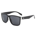 Gafas de sol deportivas cuadradas unisex en color negro con detalles de metal plateado - Montura Negra Brillante Lente Gris Oscuro