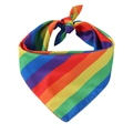 Rainbow striped pet triangle scarf and headscarf set with smooth fabric texture - Rainbow Double-layer Bandana