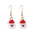Christmas earrings featuring cartoon Santa Claus pendants with golden fish hooks - 8. Santa Claus Gold