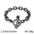 Pulsera de cadena industrial en acero inoxidable gris con cierre de mancuerna - Negro