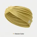 Diadema elástica cruzada amarillo queso con detalle de logotipo circular - Color Queso
