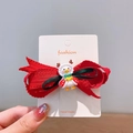 Weihnachts-Haarschleife mit süßer Ente, Rentiergeweih und roten Ripsbändern - 5# Kleine Ente Haarklammer