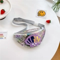 Sparkly sequin shell crossbody bag for girls with adjustable strap in purple finish - Gray