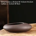 Brown ceramic hydroponic planter for lotus, oval shape, size 20.5x14.5x6.5 cm - YZS Oval Pot No Hole-Medium Purple Clay