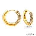 Luxe gold geometric hoop earrings with pavé crystal accents and click closure - Pave Rhinestone Hoop Style (EA32830AG)