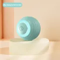 Blue interactive smart cat ball toy with anti-slip texture and glowing LED power button - Basic Version [blue 1.0] - Silicone Material + Data Cable - A Masterpiece Of Craftsmanship