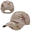 Detail of camouflage tactical cap with ripstop fabric and adjustable Velcro straps - Desert Camouflage