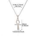 Silver stainless steel Ankh pendant necklace with detailed size measurements in inches - Silver Ankh (P924N05557)