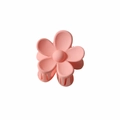 Matte pink flower hair claw clip with interlocking teeth for half-up hairstyles - 3.5cm / Matte Korean Pink