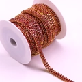 Red rhinestone claw chain with gold base on spool for DIY jewelry and sewing projects - 1 Yard/Pack / Gold Base Large Red+Large Red