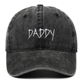 Gorra de béisbol vintage gris oscuro de algodón lavado con bordado blanco de DADDY - Negro
