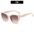 Fashionable beige cat-eye sunglasses with brown gradient lenses for a vintage look - Beige Frame Gradient Tea Lens