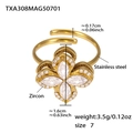 Detail eines Kleeblatt-Rings aus vergoldetem Edelstahl mit Zirkon-Besatz - Gold 5A Zirkon rotierender Blumenring