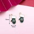 Dark green enamel Christmas glove charms with gold snowflake pattern, size 19x10mm - 9# Mitten