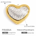 18K gold plated stainless steel heart pendant with silver texture and size markings - PJ91681A-Ripple Heart