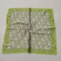 Green paisley square silk scarf featuring classic purple and white patterns and glossy finish - Cute Cashew Green Small Square Scarf / 65