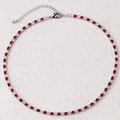 Detail of tennis chain with alternating red and white crystals and lobster clasp - Red Necklace-Platinum
