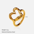 Minimalist gold hollow heart-shaped stainless steel ring with 18mm inner diameter - Heart Hollow Style (YHTSR-2501200)