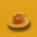 Classic bright yellow wool fedora hat with wide brim and stylish indented crown - M (56-58cm) / Ginger Yellow