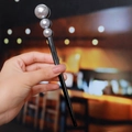 Detail of elegant black hair stick with three glossy pearls for modern women hairstyles - S258-5# Pearl 19cm Acetate Hair Stick (Black)